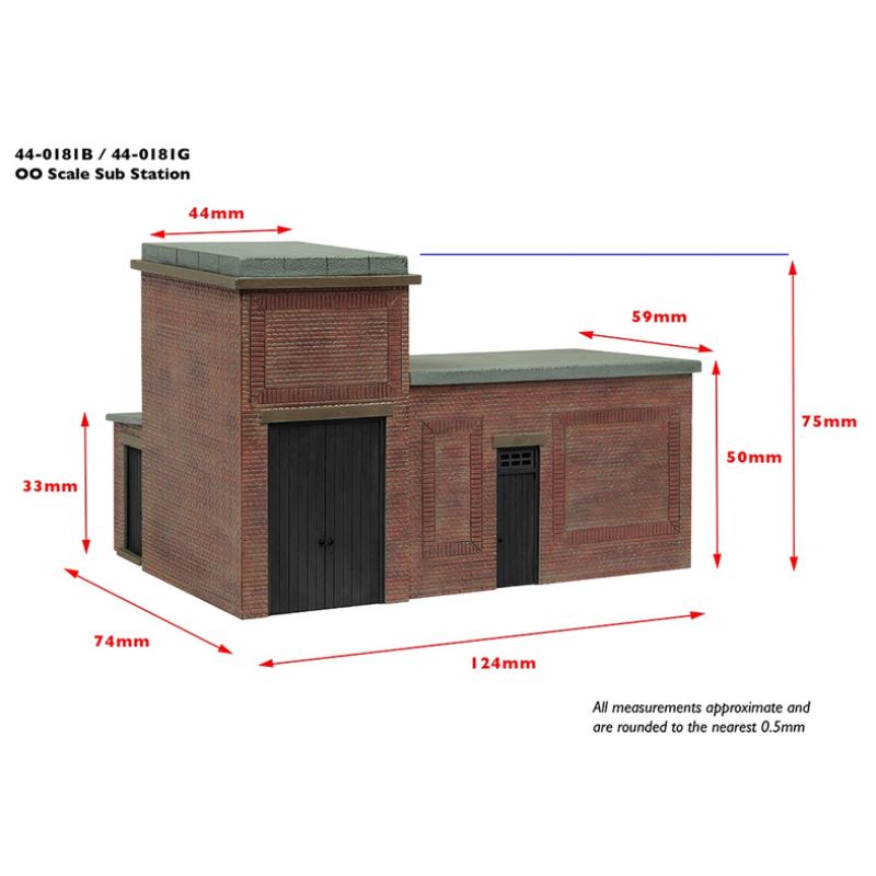 Bachmann OO Gauge Lineside Brick Substation Green